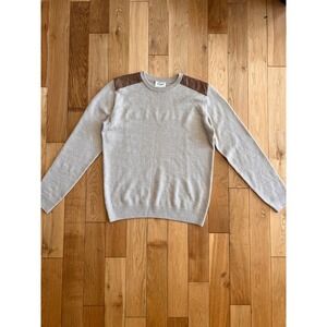 Octobre Editions Sezane Men's Merino Wool Tan Waffle Knit Pullover Crewneck Sz M